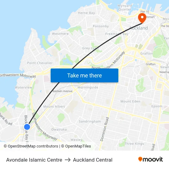 Avondale Islamic Centre to Auckland Central map