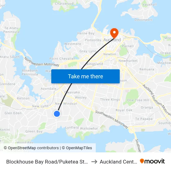 Blockhouse Bay Road/Puketea Street to Auckland Central map