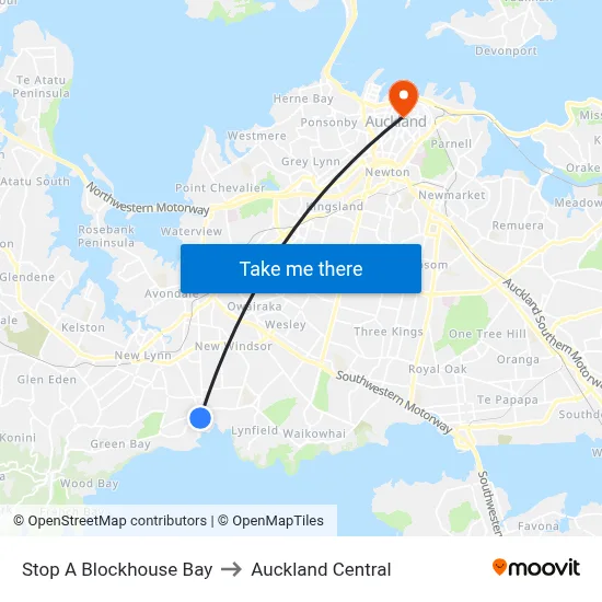 Stop A Blockhouse Bay to Auckland Central map