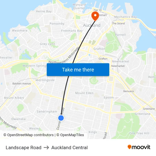 Landscape Road to Auckland Central map