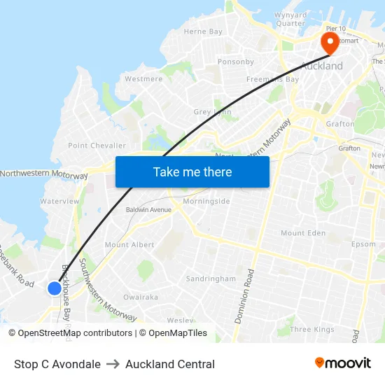Stop C Avondale to Auckland Central map