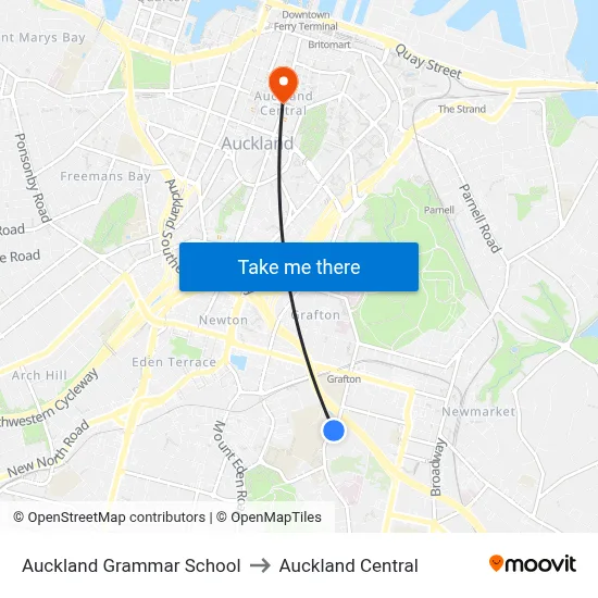 Auckland Grammar School to Auckland Central map