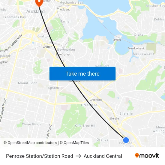 Penrose Station/Station Road to Auckland Central map