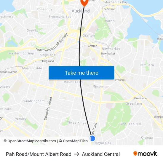 Pah Road/Mount Albert Road to Auckland Central map