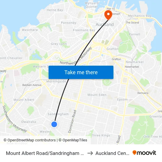 Mount Albert Road/Sandringham Road to Auckland Central map