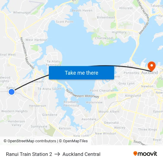 Ranui Train Station 2 to Auckland Central map