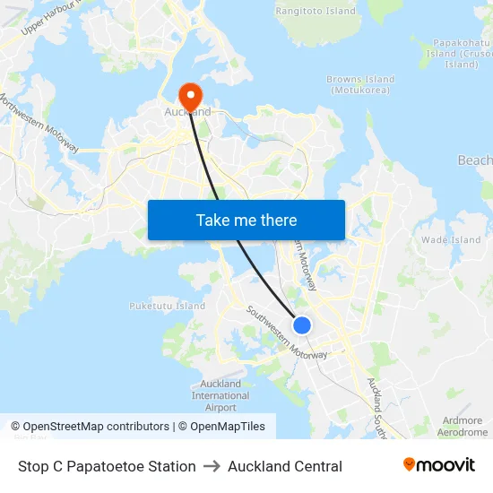 Stop C Papatoetoe Station to Auckland Central map
