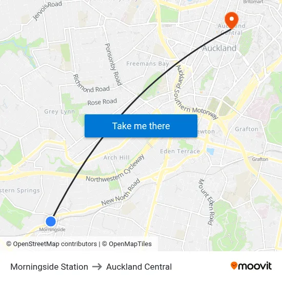 Morningside Station to Auckland Central map