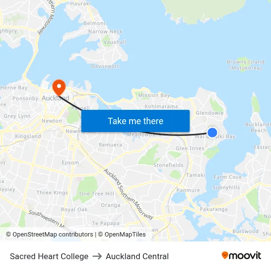Sacred Heart College to Auckland Central map