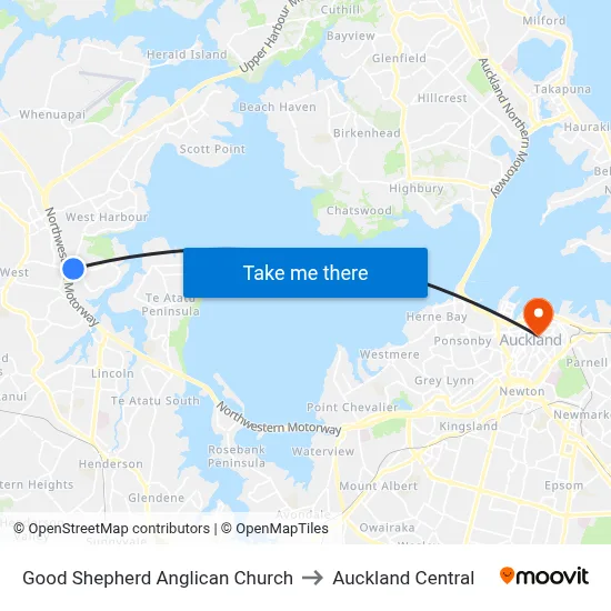 Good Shepherd Anglican Church to Auckland Central map