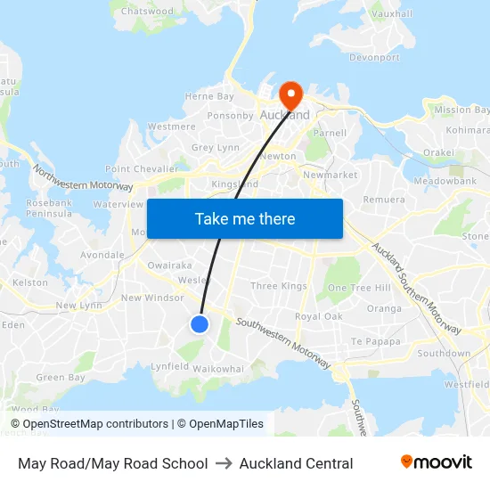 May Road/May Road School to Auckland Central map