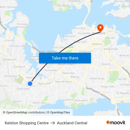 Kelston Shopping Centre to Auckland Central map