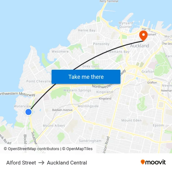Alford Street to Auckland Central map