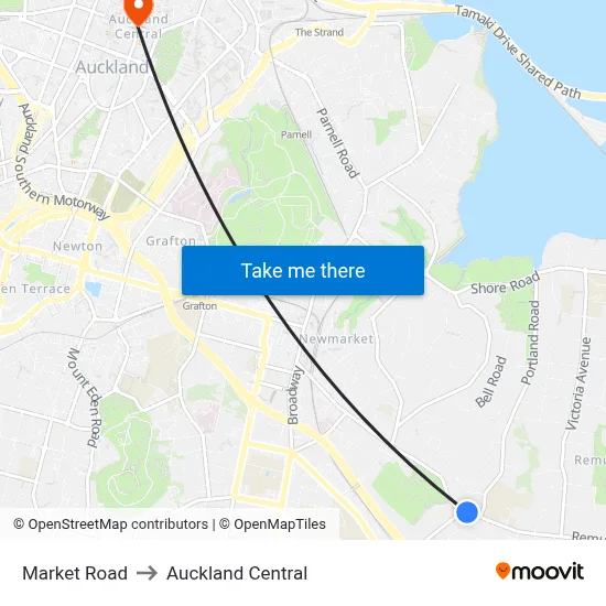 Market Road to Auckland Central map