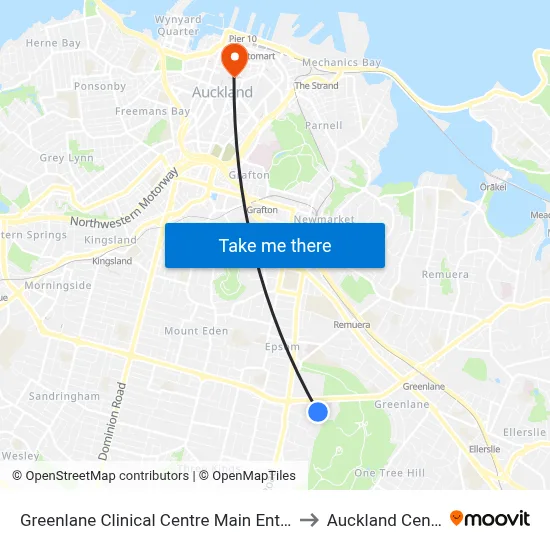 Greenlane Clinical Centre Main Entrance to Auckland Central map