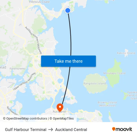Gulf Harbour Terminal to Auckland Central map