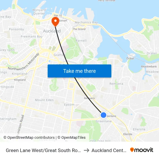 Green Lane West/Great South Road to Auckland Central map