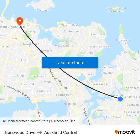 Burswood Drive to Auckland Central map