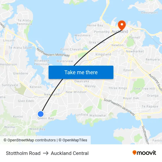 Stottholm Road to Auckland Central map
