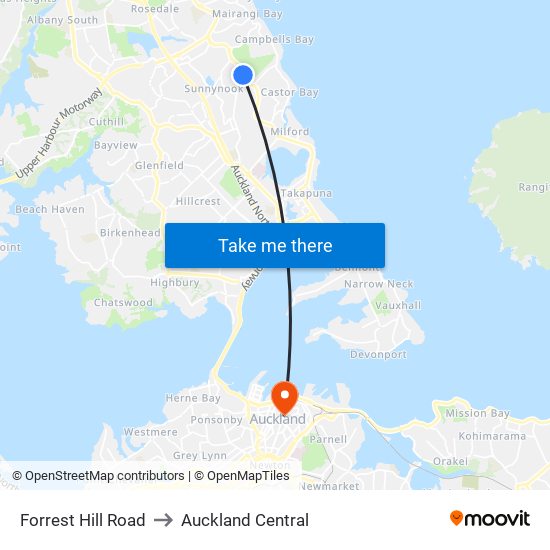 Forrest Hill Road to Auckland Central map