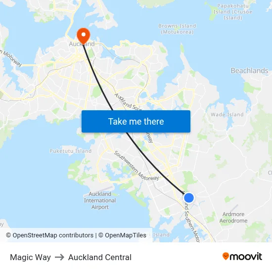 Magic Way to Auckland Central map