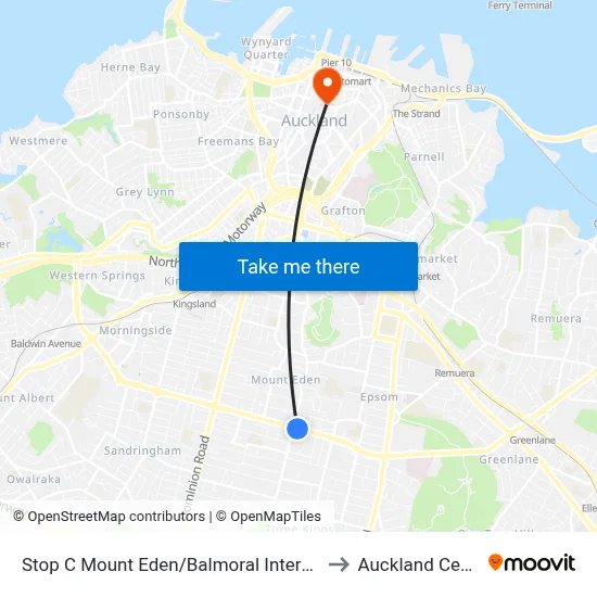 Stop C Mount Eden/Balmoral Interchange to Auckland Central map
