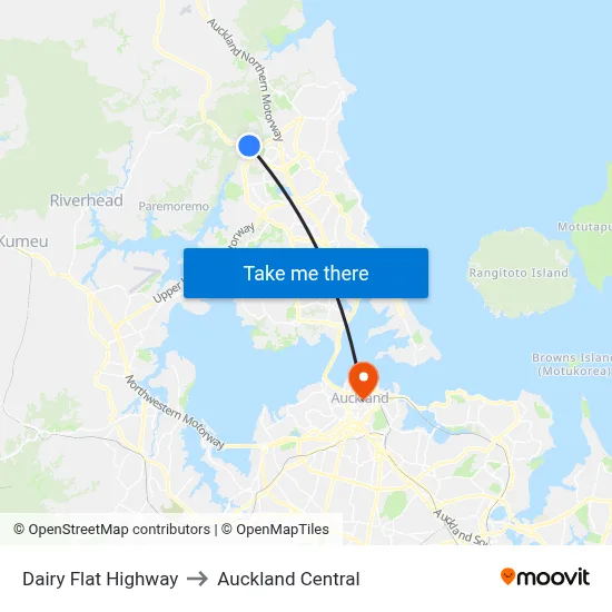 Dairy Flat Highway to Auckland Central map