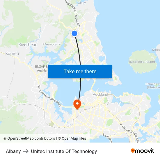 Albany to Unitec Institute Of Technology map