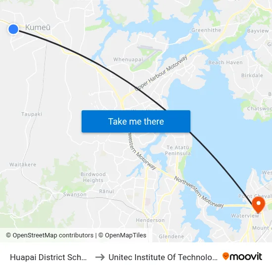 Huapai District School to Unitec Institute Of Technology map