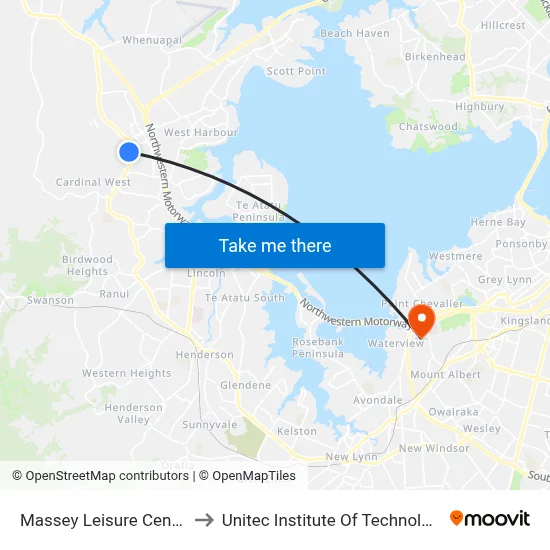 Massey Leisure Centre to Unitec Institute Of Technology map
