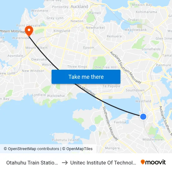 Otahuhu Train Station 2 to Unitec Institute Of Technology map