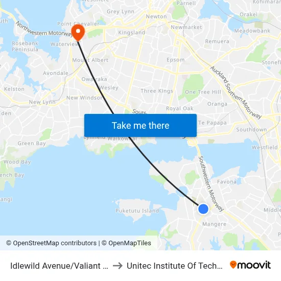 Idlewild Avenue/Valiant Street to Unitec Institute Of Technology map