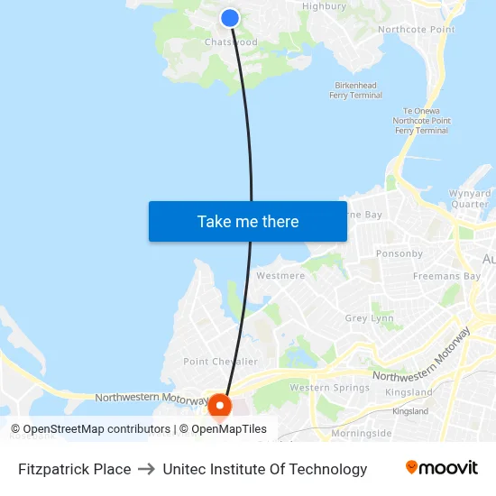 Fitzpatrick Place to Unitec Institute Of Technology map