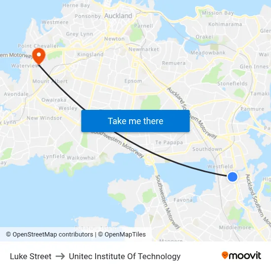 Luke Street to Unitec Institute Of Technology map