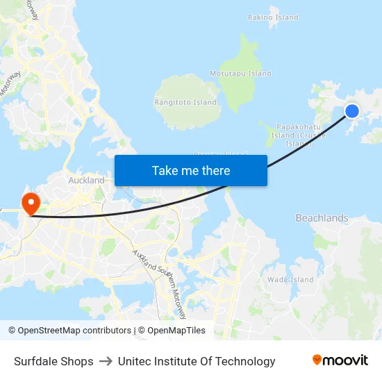 Surfdale Shops to Unitec Institute Of Technology map