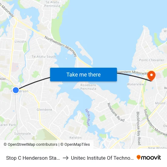 Stop C Henderson Station to Unitec Institute Of Technology map