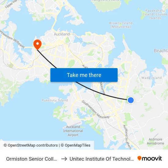 Ormiston Senior College to Unitec Institute Of Technology map