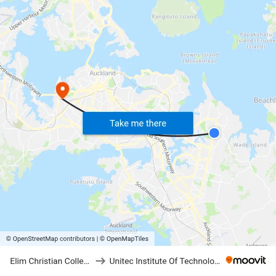 Elim Christian College to Unitec Institute Of Technology map