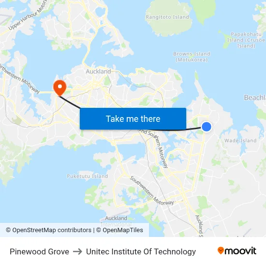 Pinewood Grove to Unitec Institute Of Technology map
