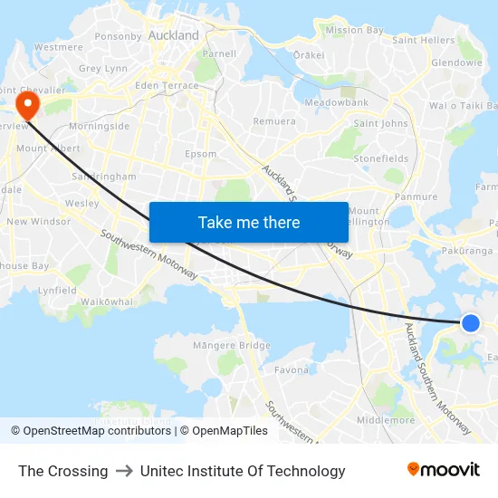 The Crossing to Unitec Institute Of Technology map