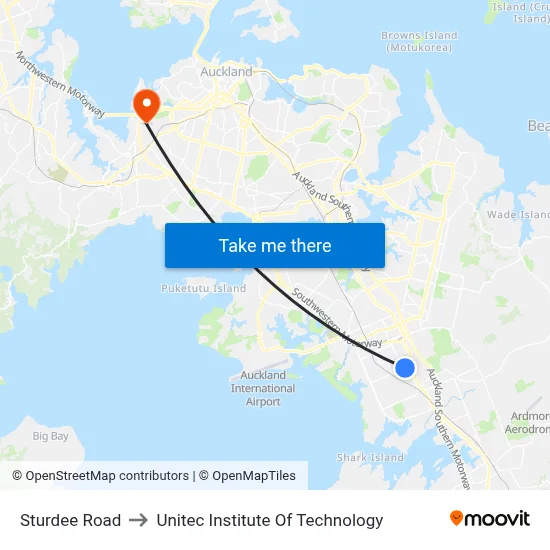 Sturdee Road to Unitec Institute Of Technology map
