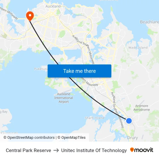 Central Park Reserve to Unitec Institute Of Technology map