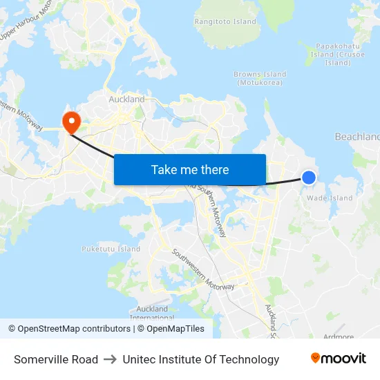 Somerville Road to Unitec Institute Of Technology map