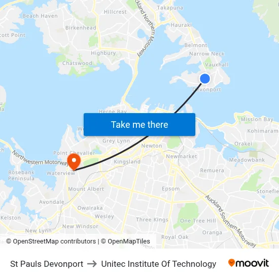 St Pauls Devonport to Unitec Institute Of Technology map