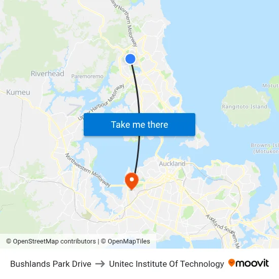 Bushlands Park Drive to Unitec Institute Of Technology map
