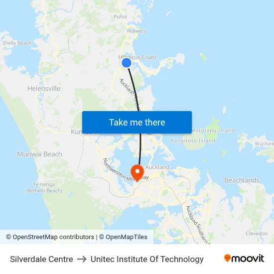 Silverdale Centre to Unitec Institute Of Technology map