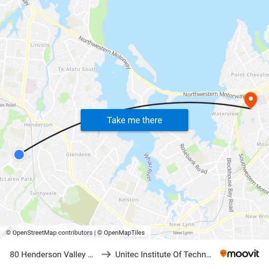 80 Henderson Valley Road to Unitec Institute Of Technology map