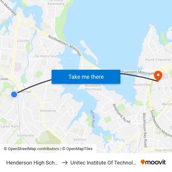 Henderson High School to Unitec Institute Of Technology map