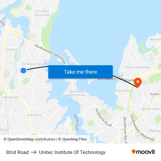 Strid Road to Unitec Institute Of Technology map