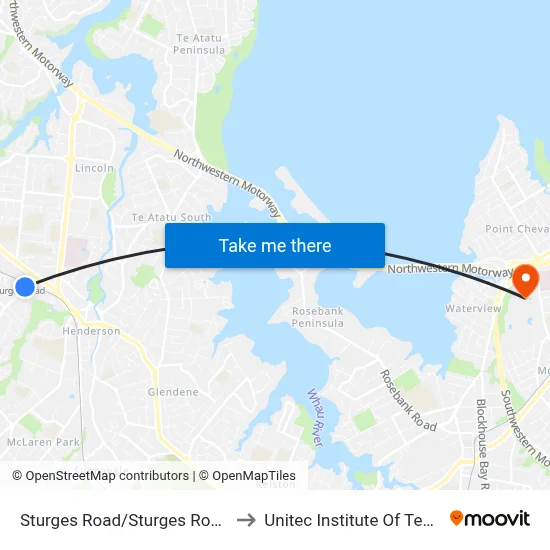 Sturges Road/Sturges Road Station to Unitec Institute Of Technology map